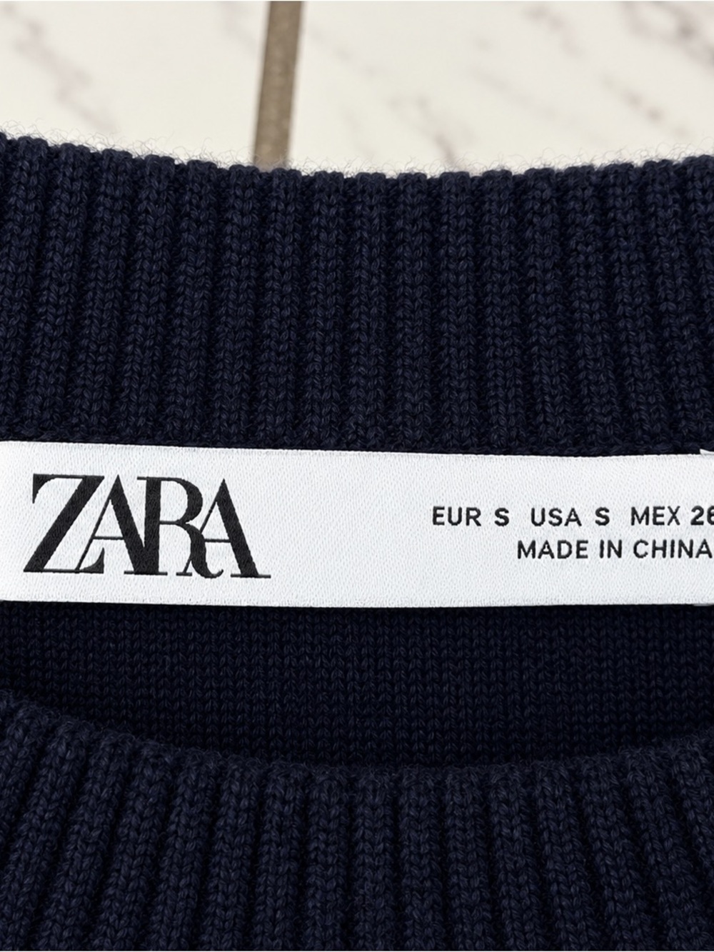 Zara Navy Sweater with Red Side Panels - Picture 4 of 6